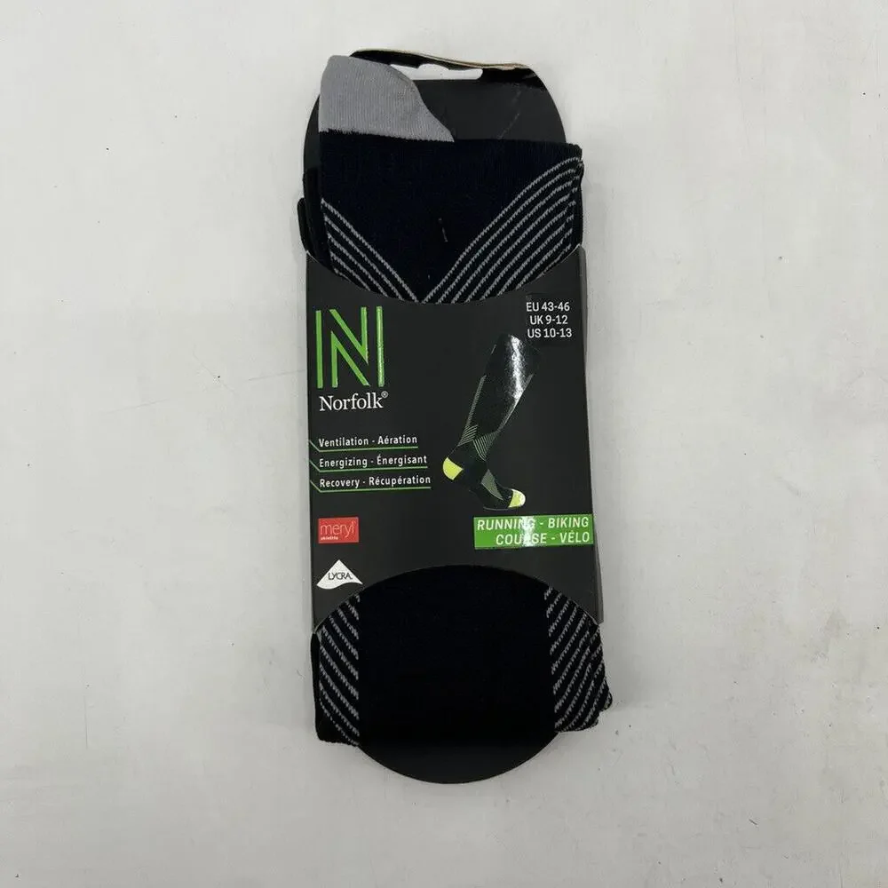 Norfolk Socks Mens 10-13 Black‎ Grey Valencia-BG Performance Running Biking
